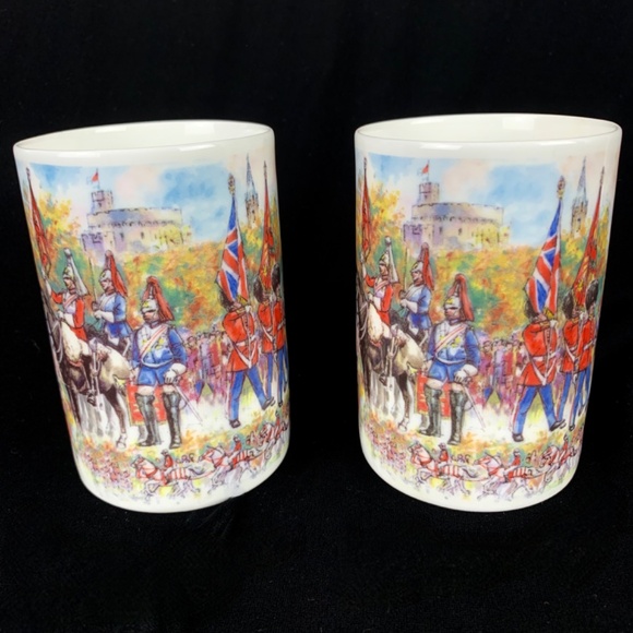 James Sadler 2 Mugs Bone China Pomp and Ceremony Parade Horses Soldiers Flags - Picture 2 of 14